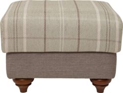 Heart of House - Argyll Checked - Fabric Footstool - Grey/Mint